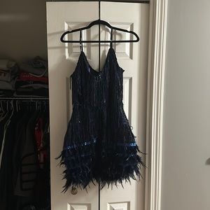 sequin tassel feather dress